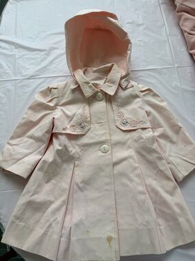 Rothschild Light Pink Hooded Girls' Embroidered Raincoat